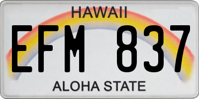 HI license plate EFM837