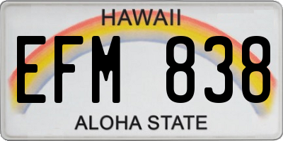 HI license plate EFM838
