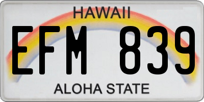 HI license plate EFM839
