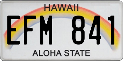 HI license plate EFM841