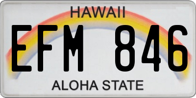 HI license plate EFM846