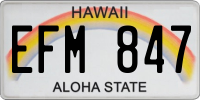 HI license plate EFM847