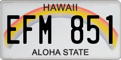 HI license plate EFM851