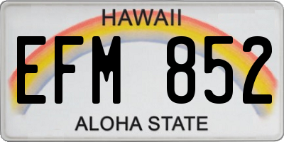 HI license plate EFM852