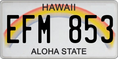 HI license plate EFM853