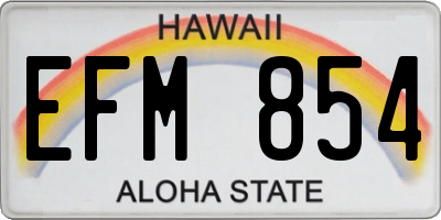 HI license plate EFM854