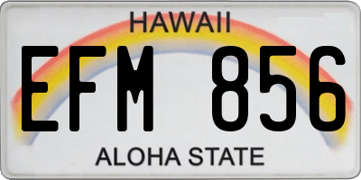 HI license plate EFM856