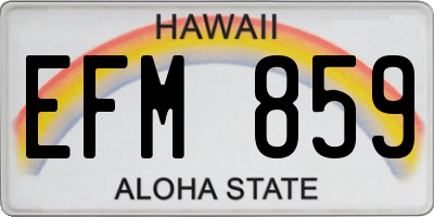 HI license plate EFM859