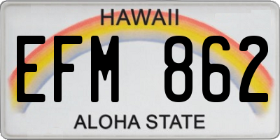 HI license plate EFM862