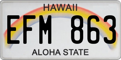 HI license plate EFM863