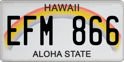HI license plate EFM866