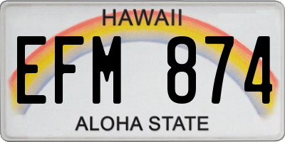 HI license plate EFM874