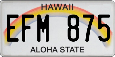 HI license plate EFM875