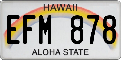 HI license plate EFM878