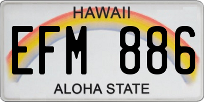 HI license plate EFM886