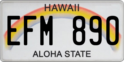 HI license plate EFM890