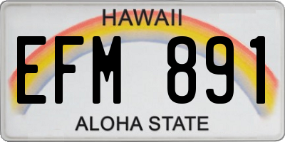 HI license plate EFM891