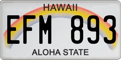 HI license plate EFM893