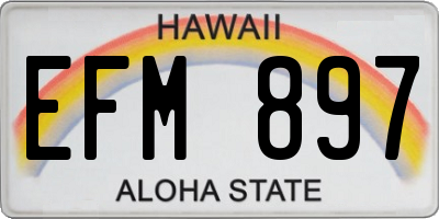 HI license plate EFM897