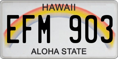 HI license plate EFM903
