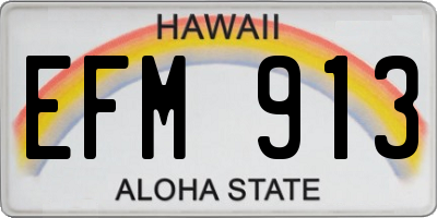 HI license plate EFM913