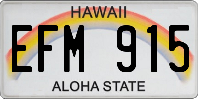 HI license plate EFM915