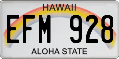 HI license plate EFM928