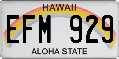 HI license plate EFM929
