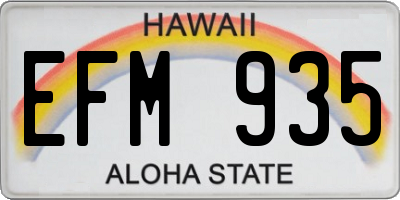 HI license plate EFM935