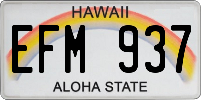 HI license plate EFM937