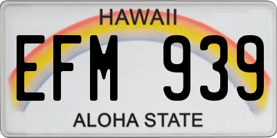 HI license plate EFM939