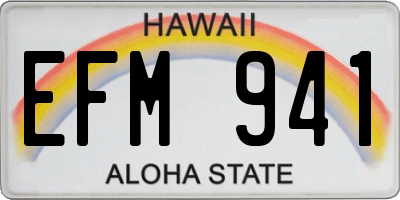 HI license plate EFM941