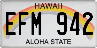 HI license plate EFM942
