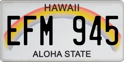 HI license plate EFM945