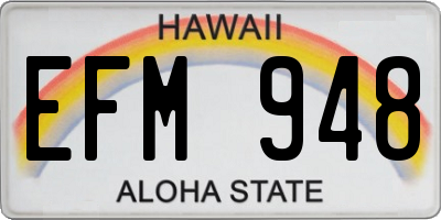HI license plate EFM948