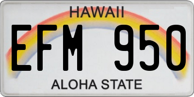 HI license plate EFM950