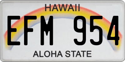 HI license plate EFM954