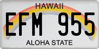 HI license plate EFM955