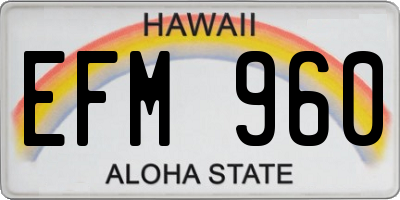 HI license plate EFM960