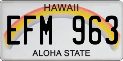 HI license plate EFM963