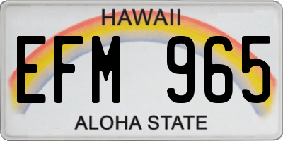 HI license plate EFM965