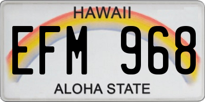 HI license plate EFM968
