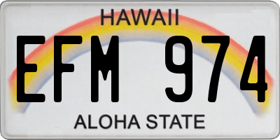HI license plate EFM974