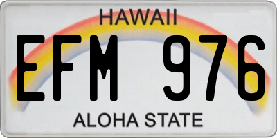 HI license plate EFM976