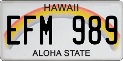HI license plate EFM989