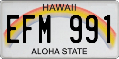 HI license plate EFM991