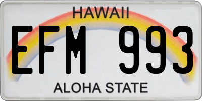 HI license plate EFM993