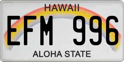HI license plate EFM996