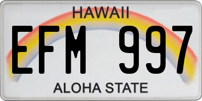 HI license plate EFM997