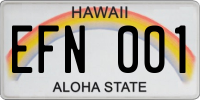 HI license plate EFN001